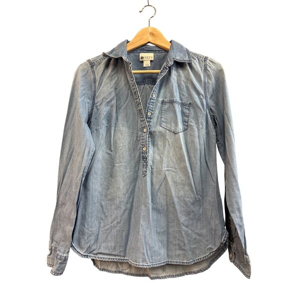 Stylus Womens Light Blue Button-Up Long Sleeve Shirt Size S 100% Cotton Made In - Picture 1 of 6